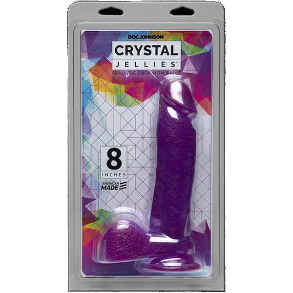 Crystal Jellies 8Inch Realistic Cock with Balls - Purple