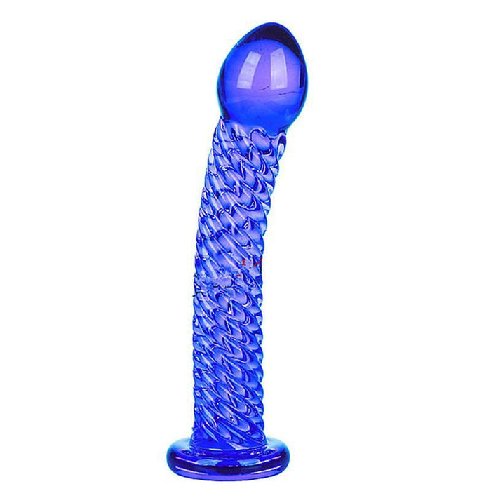 Everyday Sexy Wavy Glass Dildo - Blue