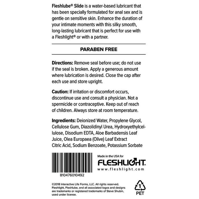 Fleshlight Fleshlube Slide Waterbased Anal Lubricant - 8oz/250ml