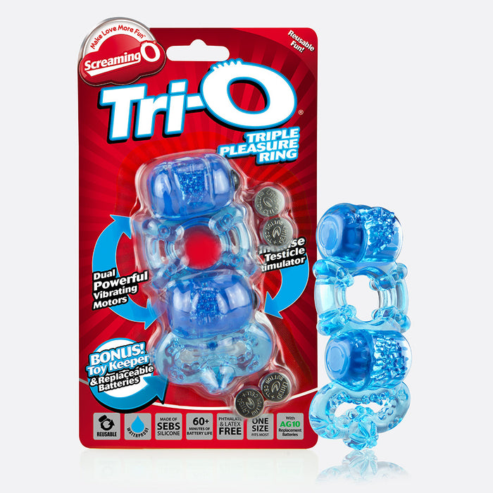 Screaming O Tri O Triple Pleasure Ring - Blue