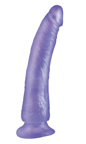Basix Slim 7inch Dong with Suction Cup - Purple