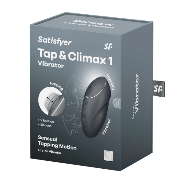 Satisfyer Tap and Climax 1 Rechargeable Lay-On Vibrator - Grey