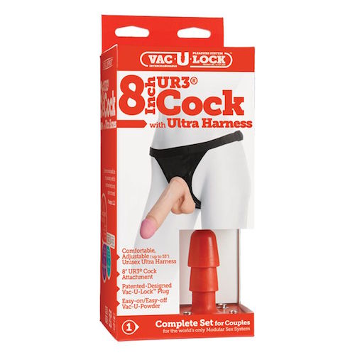 Vac-U-Lock 8Inch UR3 Cock with Ultra Harness