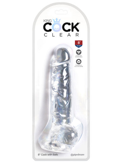 King Cock Clear with Ball 8Inches - Clear
