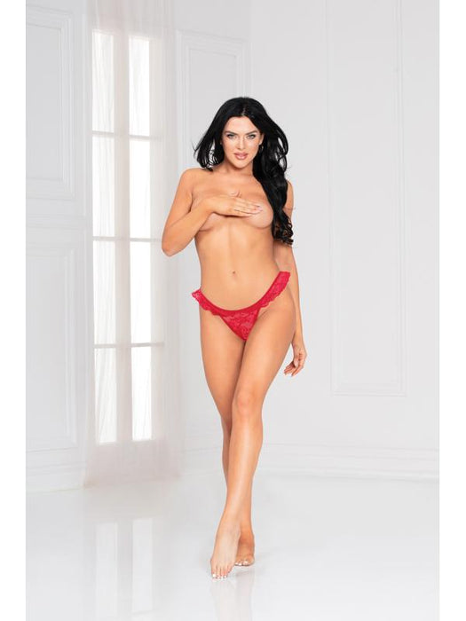 Lace Ruffle Thong 11145 Red S
