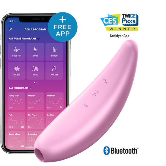 Satisfyer Curvy 3 + Bluetooth Clitoral Sucking Vibrator - Pink
