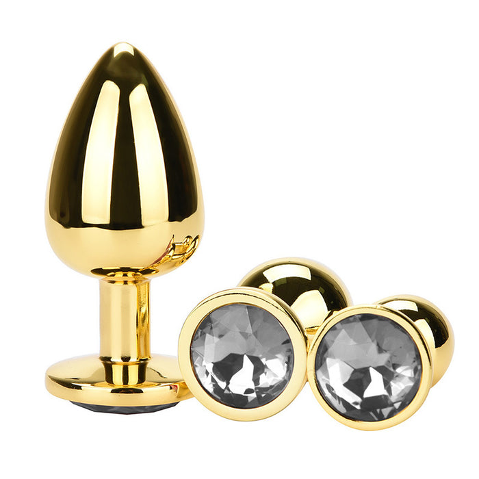 Golden Butt Plug with Gem Small Clear