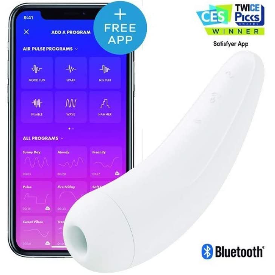 Satisfyer Curvy 2 + Bluetooth Clitoral Sucking Vibrator - White