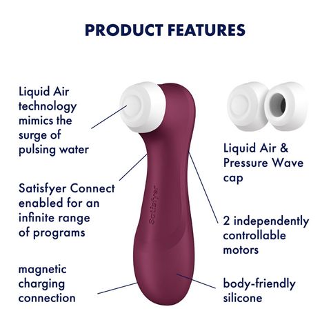 Satisfyer Pro 2 Generation 3 Rechargeable Clitoral Stimulator + Vibration with App Control - Wine Red