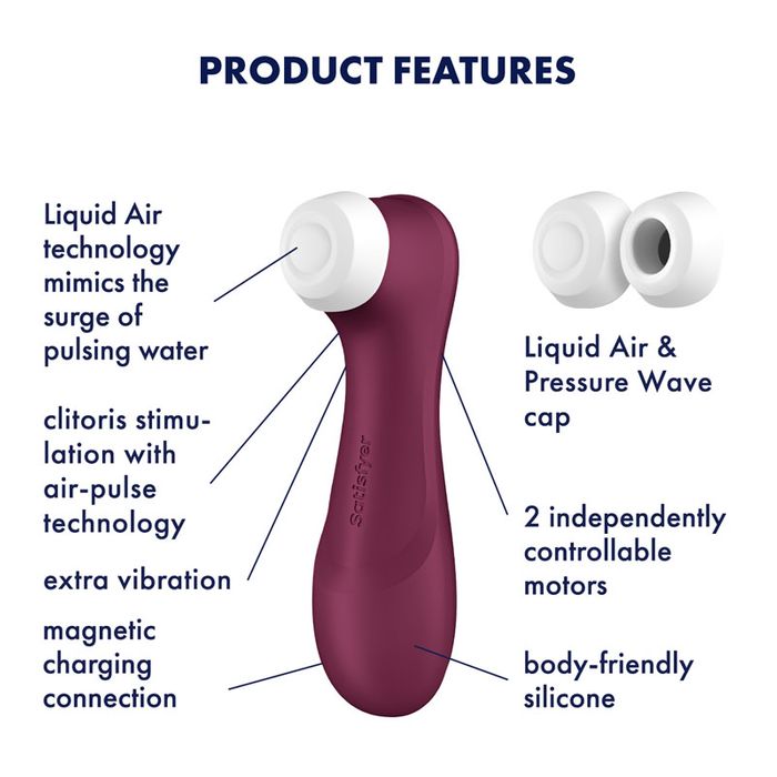 Satisfyer Pro 2 Generation 3 Rechargeable Clitoral Stimulator + Vibration - Wine Red