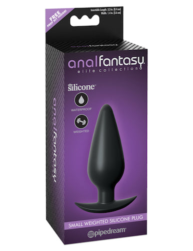 Anal Fantasy Elite Small Weighted Silicone Plug - Black