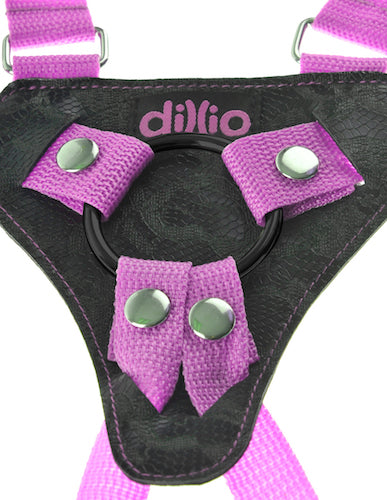 Dillio 7 inch Strap On Suspender Harness Set - Pink